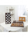 Шахматы походные деревянные с венге доской, рисунок серебро Объедовская фабрика ИГРУШКИ 188-18