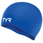 Шапочка для плавания подростковая TYR Wrinkle Free Junior Silicone Cap, LCSJR-428, синий (Junior)
