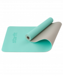 Коврик для йоги и фитнеса Starfit FM-201, TPE, 183x61x0,6 см, мятный/серый