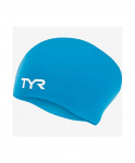 Шапочка для плавания TYR Long Hair Wrinkle-Free Silicone Cap, силикон, LCSL/420, голубой