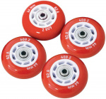 Набор светящихся ПВХ колес для роликов NOVUS (4 колеса 64мм ABEC-5 82A) цвет красный, NWS-17.02
