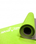 Коврик для йоги FM-201, TPE 173x61x0,4 см, зеленый/серый