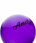 Мяч для художественной гимнастики Amely AGB-102, 19 см, фиолетовый, с блестками