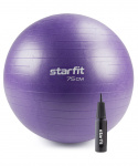 Фитбол Starfit GB-109 антивзрыв, 1200 гр, с ручным насосом, фиолетовый, 75 см
