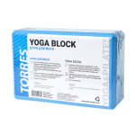 Блок для йоги TORRES YL8005 размер 8x15x23 см, ЭВА, голубой