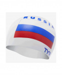 Шапочка для плавания TYR Russia Silicone Swim Cap, силикон, LCSRUS/100, белый