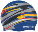 Шапочка для плавания Atemi, силикон, т.синяя (графика), PSC420