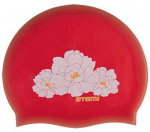 Шапочка для плавания Atemi, силикон, красная (цветы), PSC408