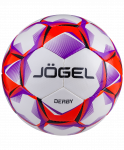 Мяч футбольный Jögel Derby №5, белый/фиолетовый/оранжевый