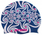 Шапочка для плавания Atemi, силикон, синяя (узор), PSC416