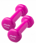 Гантель виниловая, комплект STARFIT DB-101 0,5 кг, розовый, 2 шт