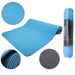 Коврик для йоги TORRES Comfort 6, YL10086, TPE 6 мм, нескользящее покрытие, сине-серый