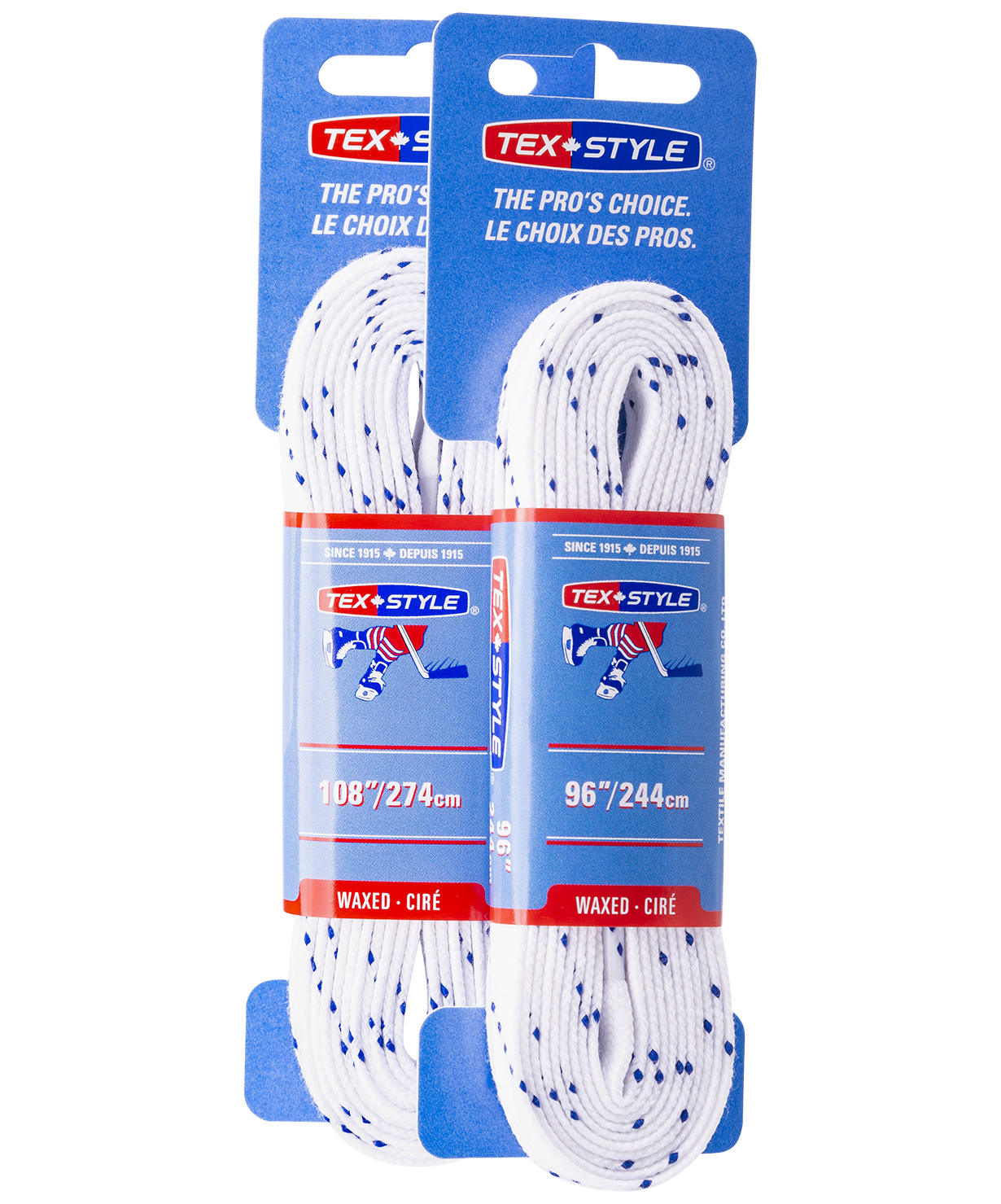 Шнурки для коньков с пропиткой Tex Style W915, пара, 2,44 м, белые ...