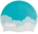 Шапочка для плавания Atemi, силикон, голубая (облака), PSC413