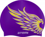 Шапочка для плавания Atemi, силикон, лиловая (крылья), дет., PSC308