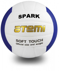 Мяч волейбольный Atemi SPARK, синтетическая кожа Microfiber, бел/син, 18 п, клееный, окруж 65-67 ― купить в Москве. Цена, фото, описание, продажа, отзывы. Выбрать, заказать с доставкой. | Интернет-магазин SPORTAVA.RU