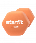 БЕЗ УПАКОВКИ Гантель неопреновая Starfit DB-201 2 кг, оранжевый пастель