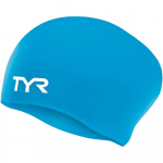 Шапочка для плавания TYR Long Hair Wrinkle-Free Silicone Cap, LCSL-420, голубой (Senior)
