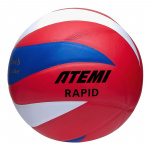 Мяч волейбольный Atemi RAPID (N), синтетическая кожа PU Soft, синий/бел/красн, 12 п, окруж 65-67