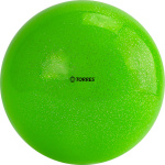 Мяч для художественной гимнастики однотонный TORRES AGP-15-05, диаметр 15 см, зеленый с блестками