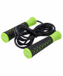 БЕЗ УПАКОВКИ Скакалка BASEFIT RP-103 PVC, с нескользящей ручкой, 3,05 м, черный/зеленый
