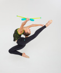 БЕЗ УПАКОВКИ Булавы для художественной гимнастики Chanté Exam, 40,5 см, аквамарин/лайм