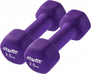 Гантель неопреновая Starfit DB-201 2,5 кг, фиолетовый, 2 шт ― купить в Москве. Цена, фото, описание, продажа, отзывы. Выбрать, заказать с доставкой. | Интернет-магазин SPORTAVA.RU