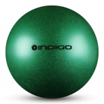 Мяч для художественной гимнастики INDIGO IN119-GR, диаметр 15см., зеленый металлик с блестками