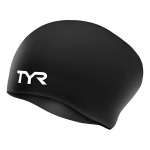Шапочка для плавания TYR Long Hair Wrinkle-Free Silicone Cap, LCSL-001, черный (Senior)