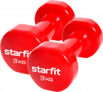 Гантель виниловая Starfit DB-101 3 кг, красный, 2 шт
