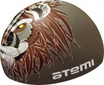 Шапочка для плавания Atemi, силикон, серая (лев), PSC425
