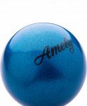 Мяч для художественной гимнастики Amely AGB-103 19 см, синий, с насыщенными блестками