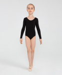 Купальник гимнастический Chanté Alica, длинный рукав, хлопок, черный, детский