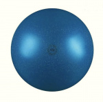 Мяч для художественной гимнастики Нужный спорт FIG 19 см 420 гр металлик с блестками AB2801В (синий)