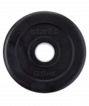 Диск обрезиненный Starfit BB-202 d=26 мм, стальная втулка, черный, 0,5 кг