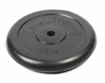 Диск обрезиненный Lite Weights 2478LW 26мм 15кг, черный