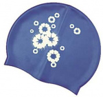 Шапочка для плавания Atemi, силикон, синяя (цветы), PSC402