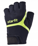 Перчатки для фитнеса Starfit WG-103, черный/ярко-зеленый