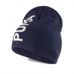 Шапка спортивная зимняя PUMA Ess Classic Cuffless Beanie, 02343302, темно-синий (Универсальный)