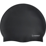 Шапочка для плавания TORRES Flat, SW-12201BK, черный, силикон (Senior)