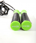 Скакалка BASEFIT RP-103 PVC, с нескользящей ручкой, 3,05 м, черный/зеленый