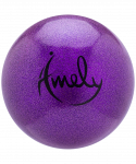 Мяч для художественной гимнастики Amely AGB-303 15 см, фиолетовый, с насыщенными блестками