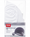 Шапочка для плавания TYR Silicone Comfort Swim Cap, силикон, LSCCAP/100, белый