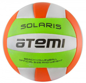 Мяч волейбольный Atemi SOLARIS, синтет. кожа PVC foam, 18 п., зел/бел/оранж, м/ш, р.5 , окруж 66-68 ― купить в Москве. Цена, фото, описание, продажа, отзывы. Выбрать, заказать с доставкой. | Интернет-магазин SPORTAVA.RU