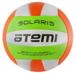 Мяч волейбольный Atemi SOLARIS, синтет. кожа PVC foam, 18 п., зел/бел/оранж, м/ш, р.5 , окруж 66-68