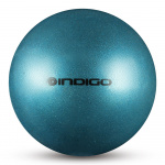 Мяч для художественной гимнастики INDIGO IN119-LB, диаметр 15см., голубой металлик с блестками
