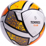Мяч футб. TORRES Club, F323965, р.5, 10 пан., ПУ, гибрид. сшив, бел-оранж-желт (5)