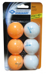 Мячи для настольного тенниса DONIC/SCHILDKROT Jade 1*, пластик, 40+ бел/оранж, 6 шт.