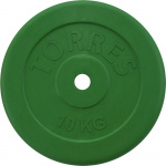 Диск обрезиненный TORRES PL504110, вес 10кг., диаметр 25мм.