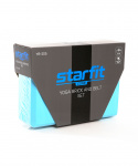 Блок и ремень для йоги, комплект Starfit YB-205, синий пастель